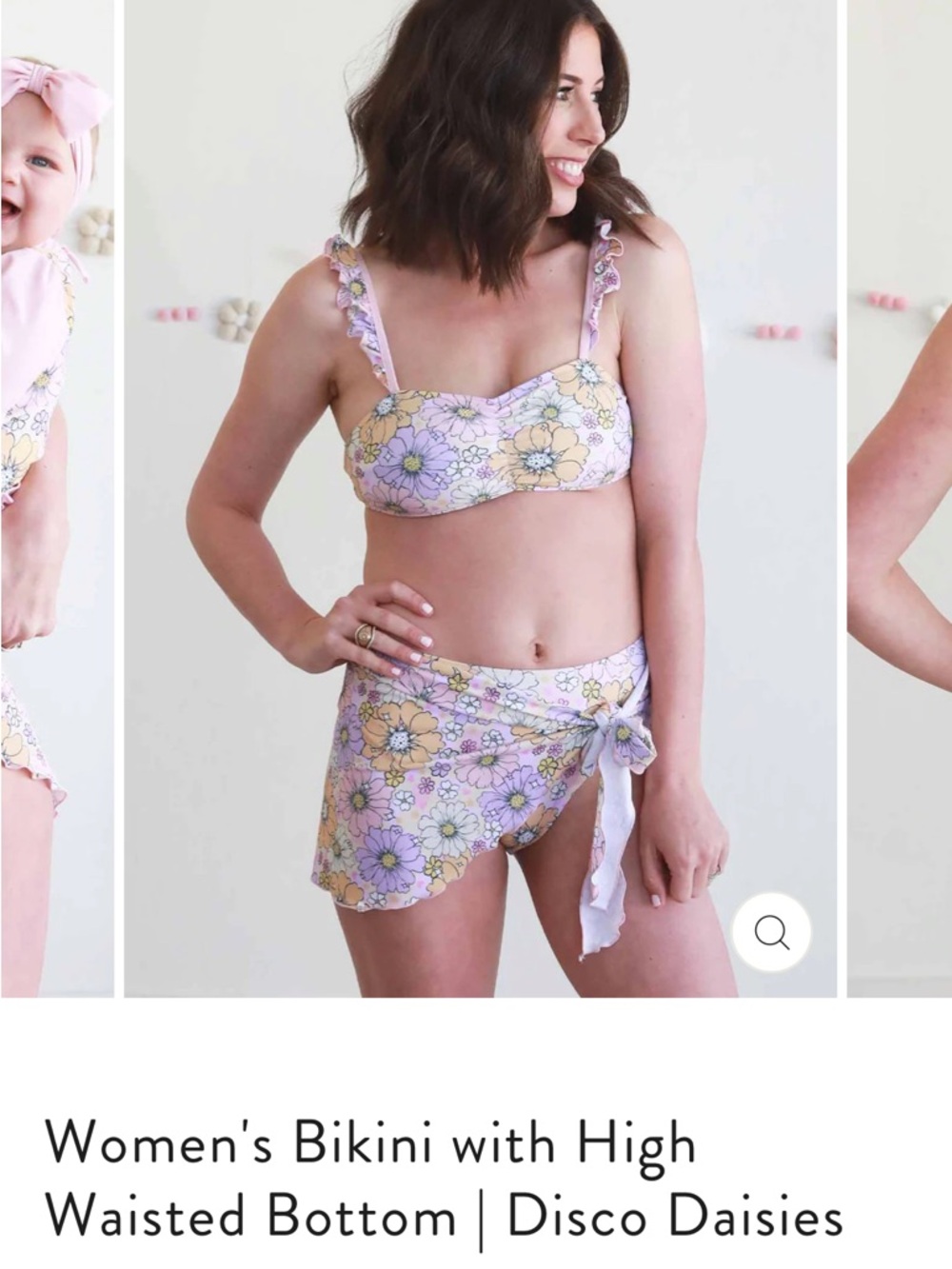Caden Lane Lavender & Yellow Disco Daisies Bikini Set